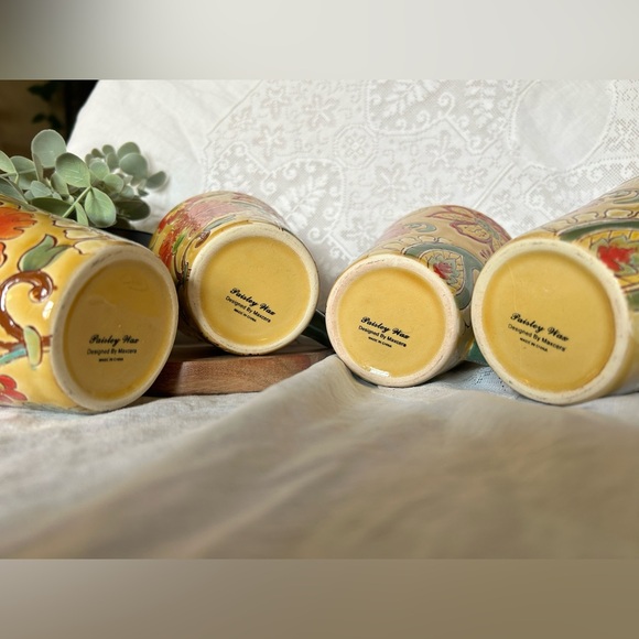 Maxcera Paisley Wax Print Set 4 Mugs 5” tall, 5 1/2” wide | they are stunning! - Picture 5 of 5